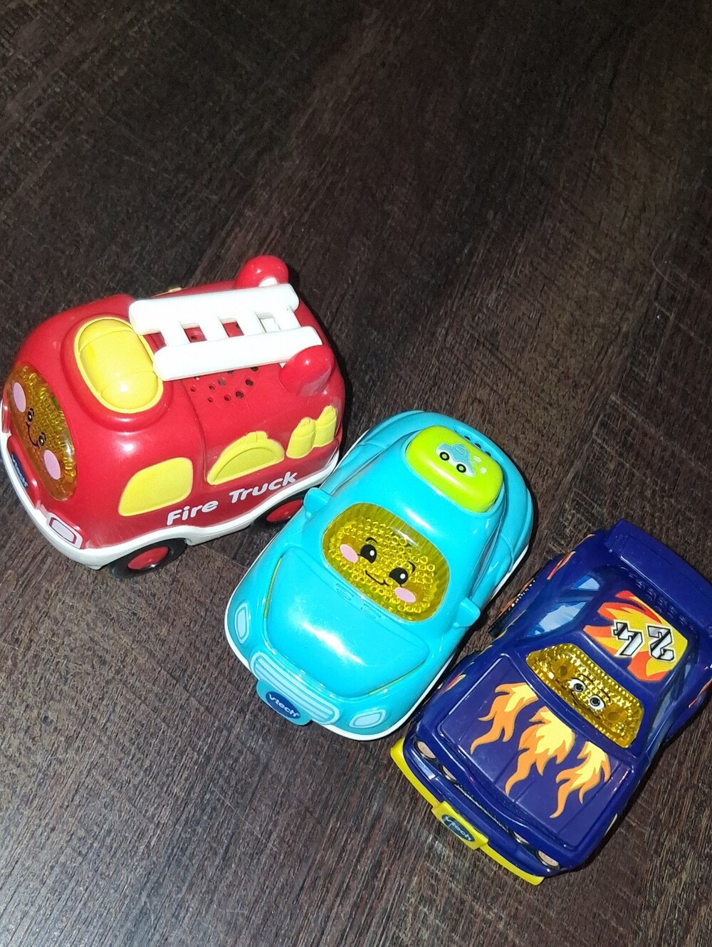 Vtech Talking Vehicle Pack - Red Fire Truck, Light Blue Car & Dark Blue Race Car